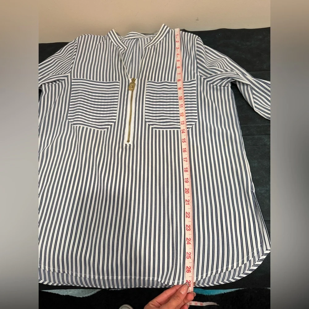 🔥Michael Kors Women’s Long-Sleeve Zip-Front Blouse Size L EC🔥